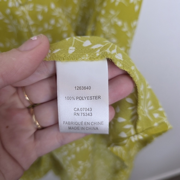 Cynthia Rowley Green White Leaves Print Flowy Summer Girly Blouse Size 3X - Picture 4 of 6